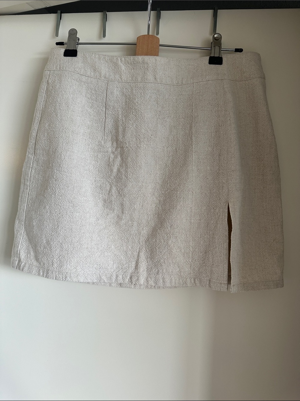 Lioness Linen Blend Mini Skirt with Side Slit